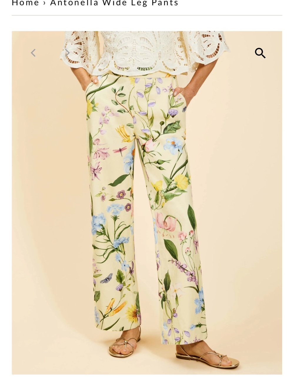 Antonella Floral Wide Leg Pants in Soft Yellow